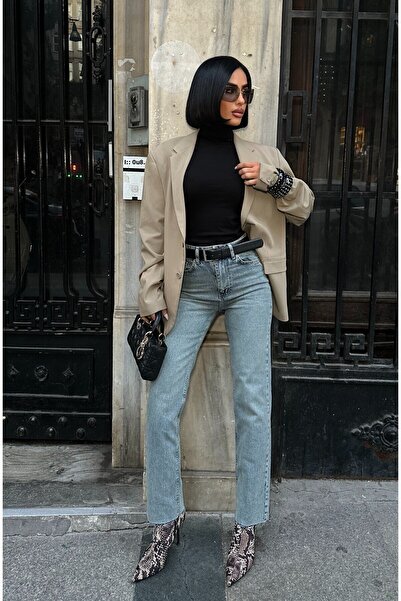 MEECY Women's Jean High Waist Boyfit Stretch Fabric Stretchy Denim Pants