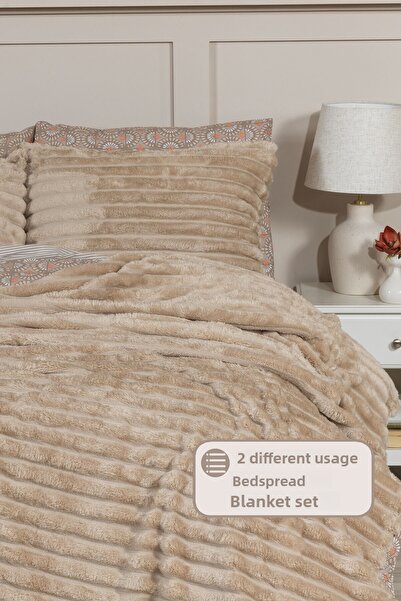 Elart Mateo Blanket Set Single Wellsoft 2 Pieces (180X240 cm) Cappuccino