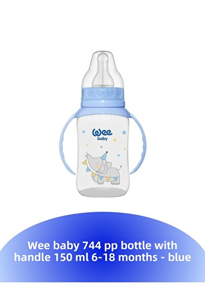 Wee Baby 744 Pp Baby Bottle with Handle 150 ml 6-18 Months - Blue