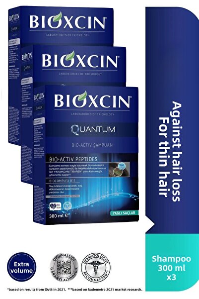 Bioxcin Quantum Shampoo for Oily Hair 300ml X3 Pieces