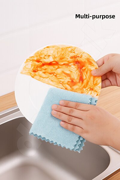 Destpak 3 Pcs Tough Dirt Cloth - Double Sided - Ultra Quality - Water Absorbent - Countertop Cloth - All Surfaces