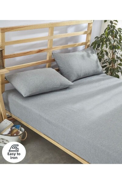 She&Co Single Elastic Sheet Set-Light Gray (100X200 CM 30 CM)
