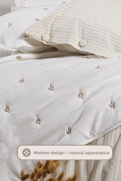 Elart Larissa Bedspread Set Double Size Embroidered (220X240 cm) Beige