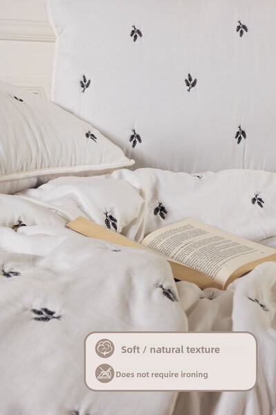 Elart Larissa Bedspread Set Double Size Embroidered (220X240 cm) Black