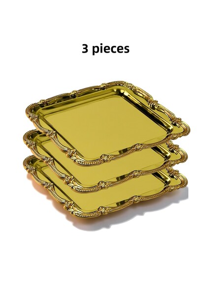 EVSTYLE 3-Piece Gold Ivy Tray - Stainless Steel