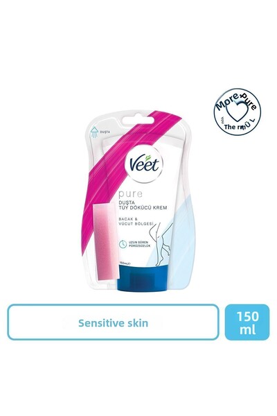 Veet Pure In-Shower Hair Removal Cream Sensitive Skin 150ml, Ammonia Free Fresh Fragrance