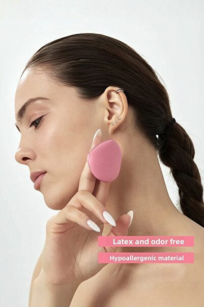 Elasway 7-Piece Round Powder Puff Makeup Sponge Set Wet/Dry with Finger Strap Boxed – Strawberry Pink