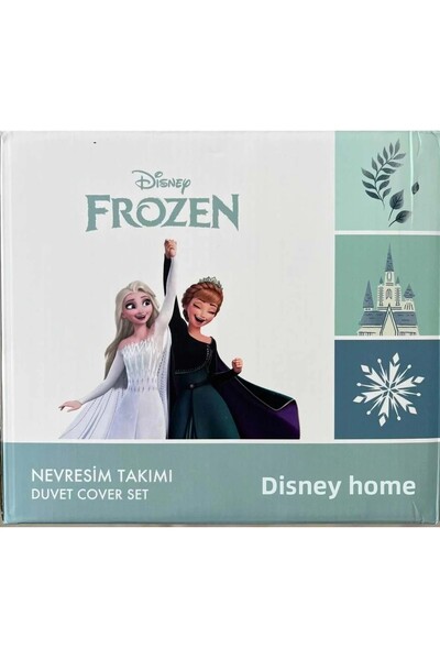 Özdilek Licensed Fitted Sheet Single Children's Duvet Cover Set-Frozen Leaves Mint