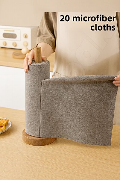 Destpak 20 Pcs Roll Microfiber Cloth - Tear-Off Micro Fiber Cloth Quality Kitchen Counter Cloth Washable