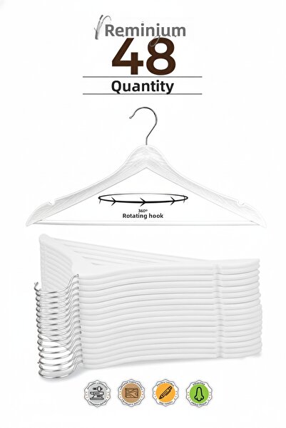 ETC HOME 48 قطعة - شماعات ملابس بلاستيكية بمظهر خشبي عالية الجودة