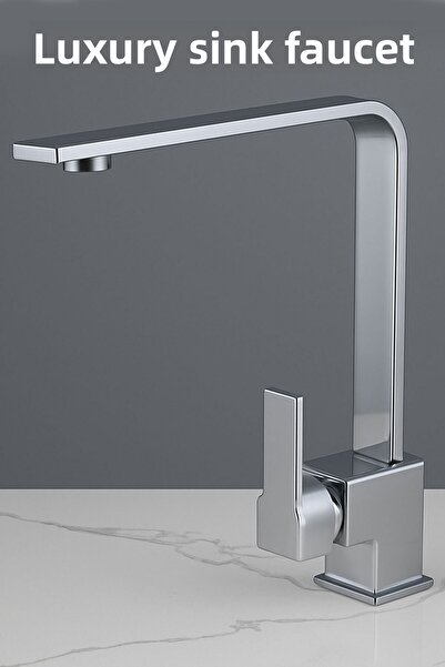 Badem10 Kitchen Sink Faucet Chrome Durable Water-Saving Sink Tap with 360 Degree Rotating Head