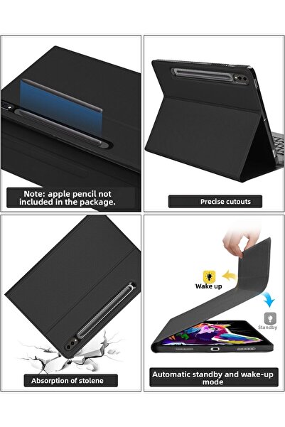 m.tk moveteck Samsung Galaxy Tab S9 Fe Plus 12.4" Compatible Keyboard Case Stand with Pen Compartment Bluetooth Enabled