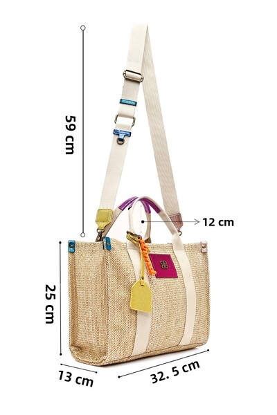 Derimod Women's Beige Long Strap Straw Shoulder Bag 25Sbd2441M7