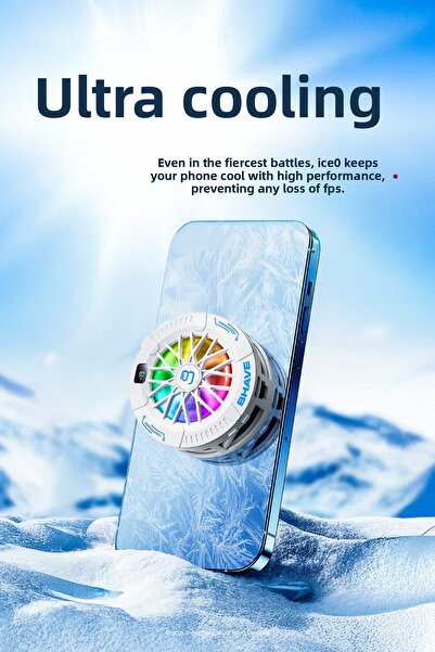 Bhave Iceq | Phone Cooler | Magsafe & Clips | 3 Stage Silent Fan with Rgb Led Display