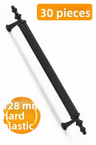 Badem10 (ΣΚΛΗΡΟ ΠΛΑΣΤΙΚΟ) 30 τεμάχια Polavit 128 mm Μαύρα Έπιπλα Συρτάρια Κουζίνας Ντουλάπι Ντουλάπι Λαβή Χειρολαβή