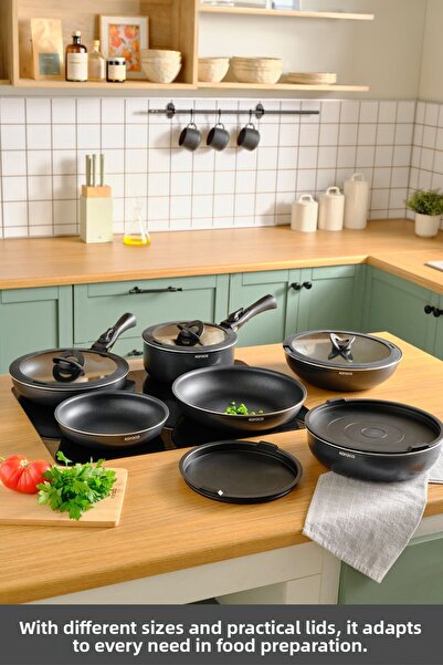 Karaca Biodiamond Easy Clip Detachable Handle Induction Base 13-Piece Cookware / Skillet Set