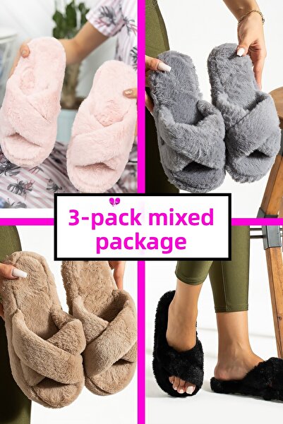 StWenn 3-Pack House Slippers Dowry Guest Slippers Winter Slippers Noiseless Lightweight Orthopedic Sole