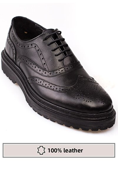 maximoda Valódi bőr, Oxford mintás, varrott, magas talpú, férfi bőrcipő