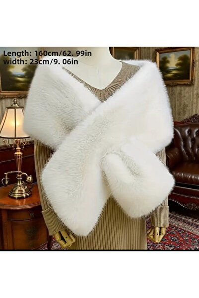 laviyonsa Σχεδιαστικό γούνινο σάλι ώμου εκρού Ετόλ