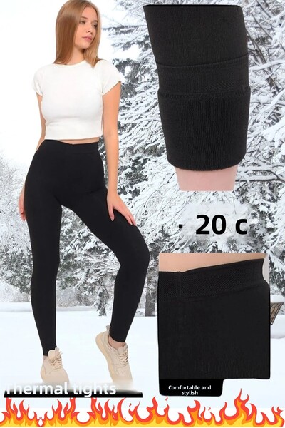mrmpro Dámské termální zimní černé froté punčochové kalhoty – bez chodidel, d...