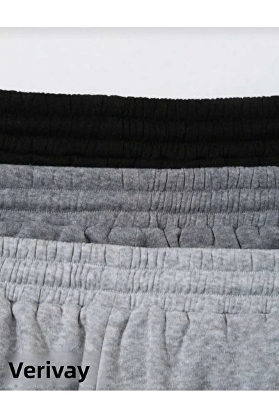 Verivay ( 3 db ) Jogger Sweatpants szett fekete-szürke-antracit gumilábú magas derekú melegítőnadrág