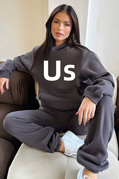 CLAYES USA Tracksuit Set Sweatshirt Jogger - Smoke Printed Oversize Hooded