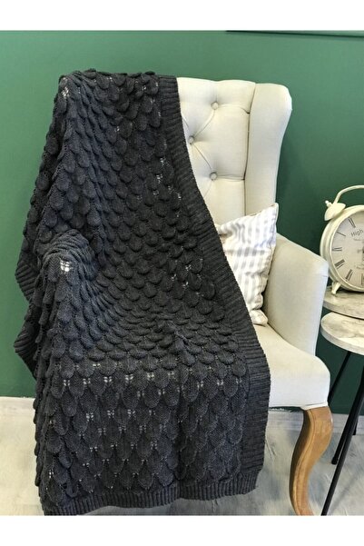 Ocean Openwork Dark Gray Knitwear Shoulder Shawl