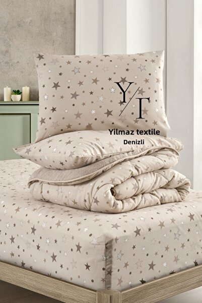 ChicMaison Μονό σετ ύπνου Puffy | Σετ προίκας | Σετ προίκανσης | Μπεζ Αστέρι