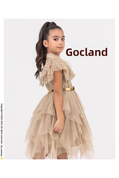 Gocoland Φόρεμα Μεσοβραδινής Στολής Μπεζ Χρώμα