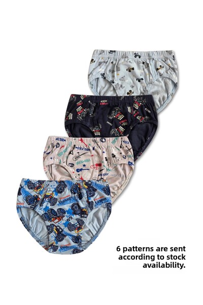 GizaKids Set de 6 chiloți pentru băieți din bumbac 95%.