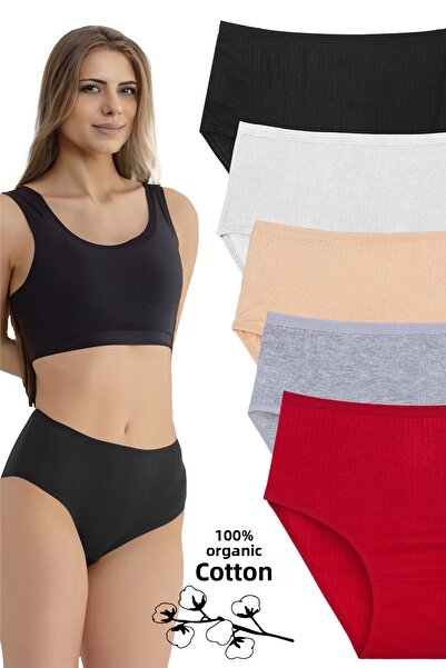 Humaone Γυναικείο ψηλόμεσο εσώρουχο 100% βαμβάκι 5 συσκευασιών Bt2-b1