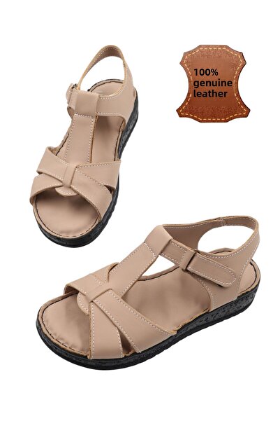 nazenintasarımlar Interior Exterior Genuine Leather Full Orthopedic Soft Comfortable Daily Sandals