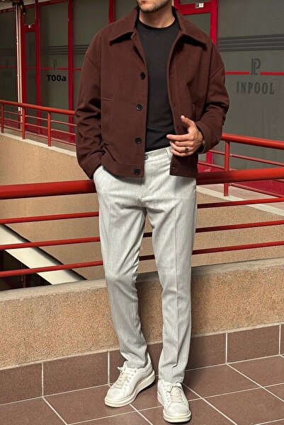 inpool Γιακάς πουκάμισου, υπερμεγέθη, Old Money Culture, κουμπιά, υφασμάτινο μπουφάν 24USEC05