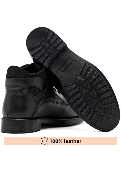 FINE Genuine Leather Black Lace up Boots 36-47