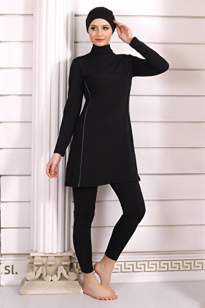 Aykum Mayo Rugalmas lycra fekete hidzsáb fürdőruha - középső csövek, teljes szabású