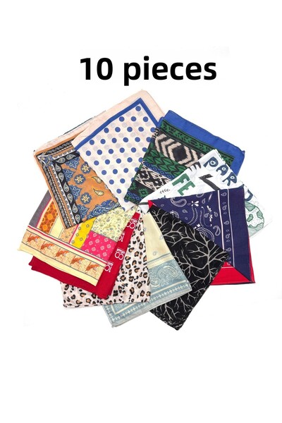 nazipek مجموعة من 10 وشاح باندانا قطن 100% مقاس 55 × 55 سم هدية بالجملة زهور ...