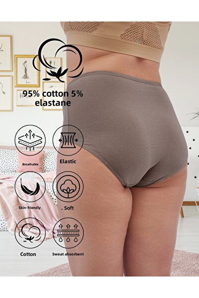 ALYA UNDERWEAR Women's Plus Size Panties Full Brief, Cotton High Waist Underwear (5XL, 6XL, 7XL) 5-Pack (P20)