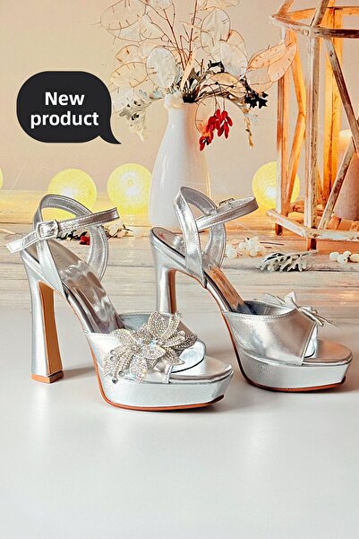 Modavien Women's 13 cm Platform Silver Stone Shoes