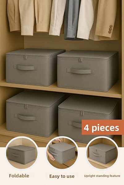 PH Prendi Home 4 részes, támasztékkal ellátott, nagyméretű, füstszínű – cipzáras, összecsukható tároló és rendszerező doboz