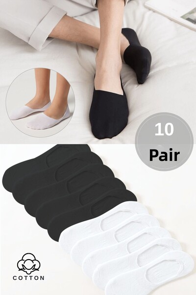 KRAL SOCKS Men's and Women's Cotton Plain Patterned Ballerina Socks - 10 Pack
