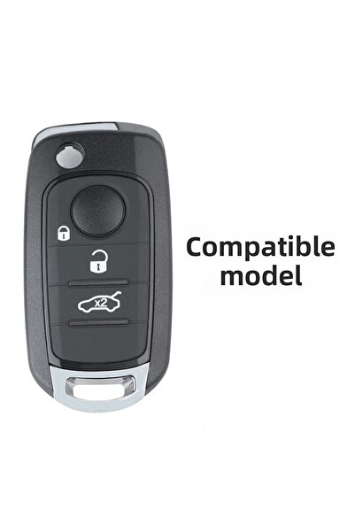Luxe Aksesuarr Fiat Egea -Fiat 500 - Doblo Switchblade 3 butoane Fibră de carbon Carcasă de protecție pentru chei
