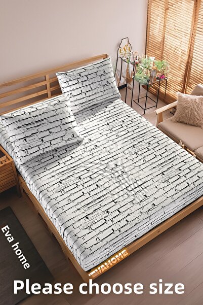 Lorien White Stone Patterned Fitted Sheet Set - Single/ Double/ King Size