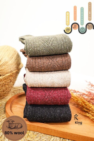 Miss Lana Ladies Socks Téli báránygyapjú gyapjú zokni nőknek - termikus, varrat nélküli, 5 páros szett