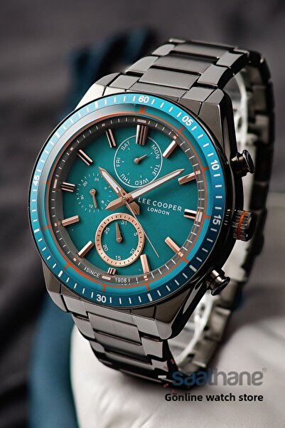 Lee Cooper ساعة يد رجالية من لي كوبر مدخنة - التقويم والوظيفة
