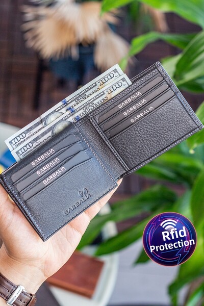 Garbalia Kevin Genuine Leather Natural Leather Anthracite Black Men's Wallet