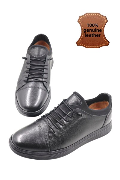 nazenintasarımlar Men's Inner Outer Genuine Leather Ultra Comfortable Lightweight Seasonal Black Casual Shoes