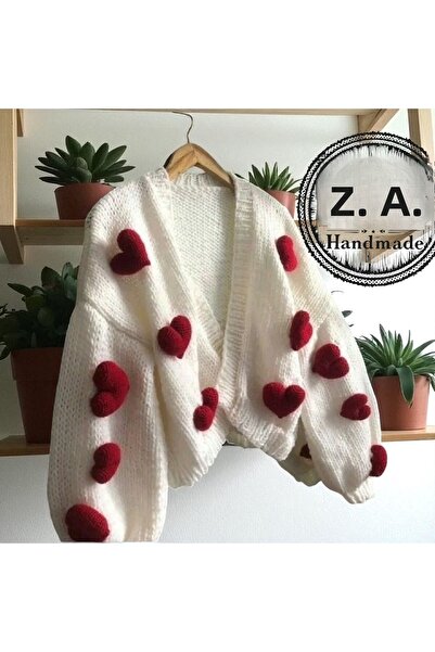 ZAHandmade Cardigan cu inimă tricotat manual ♥️