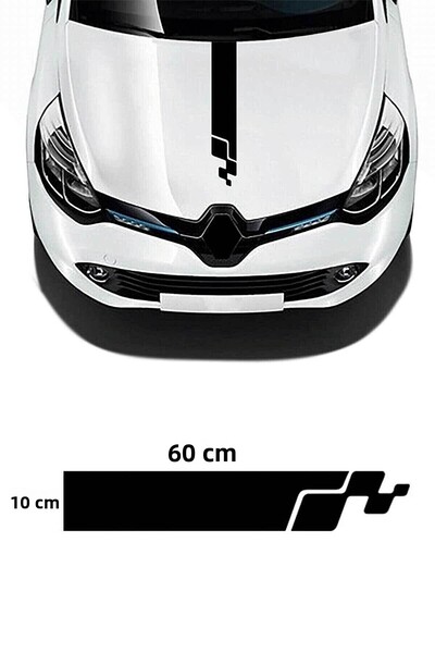 EYBA STİCKER ملصق شريط غطاء محرك السيارة Renault Clio Rs - ملصق تلقائي - ملصق...