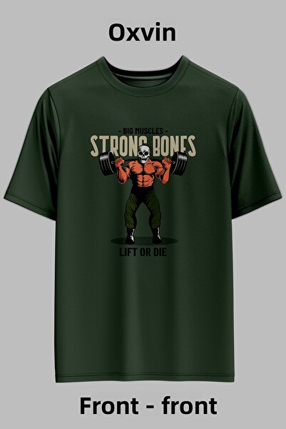 OXVİN تي شيرت مطبوع للياقة البدنية في صالة الألعاب الرياضية تي شيرت رجالي أسو...