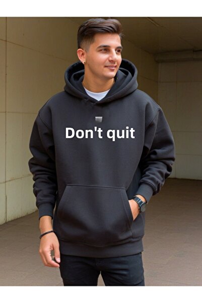 DEEPSENCE Unisex Μαύρο φούτερ με κουκούλα DON QUIT